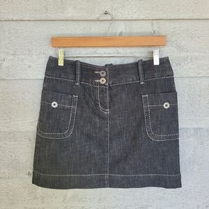 Ann Taylor Loft Denim Skirt - gray with white stitching - size 4